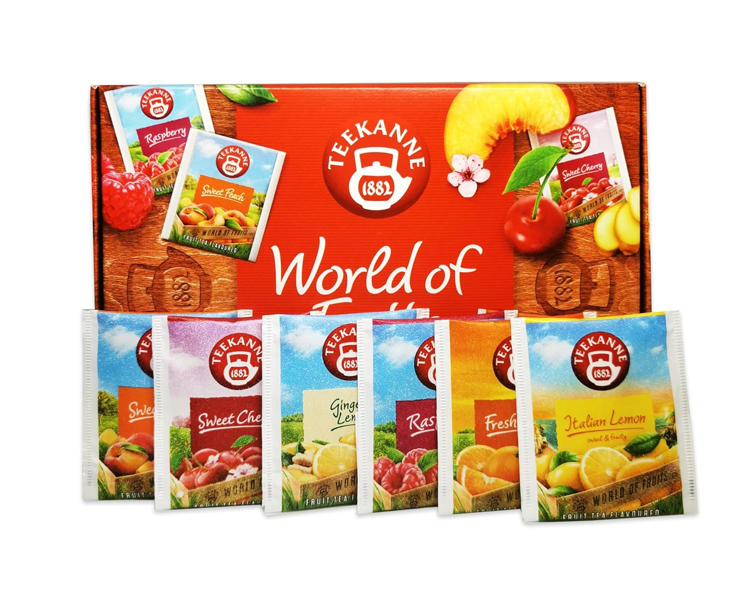 Teekanne World of Fruits (NIEUWE EDITIE) - Doos met selectie fruittheeën - 6 smaken * 5 theezakjes