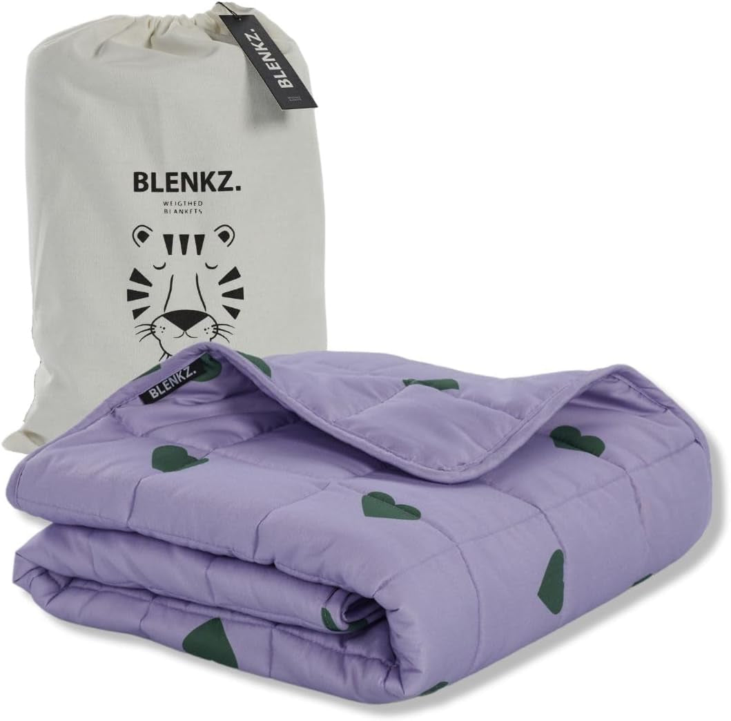 Verzwaarde babydeken | 3,5 kg | 100X150Cm | Therapiedeken | Verzwaarde dekens | Zware deken (blauw tijgergezicht, 3,5 kg - 100 x 150 cm) BLENKZ bedden en dekens. Paars hart 3,5 kg - 100 x 150 cm