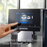 Automatische espressomachine Siemens EQ700 classic TP715D01, app-bediening, cold brew, intuïtief touchdisplay, tot 10 individuele koffiecreaties als favoriet, automatische stoomreiniging, 1500 W, zilvergrijs