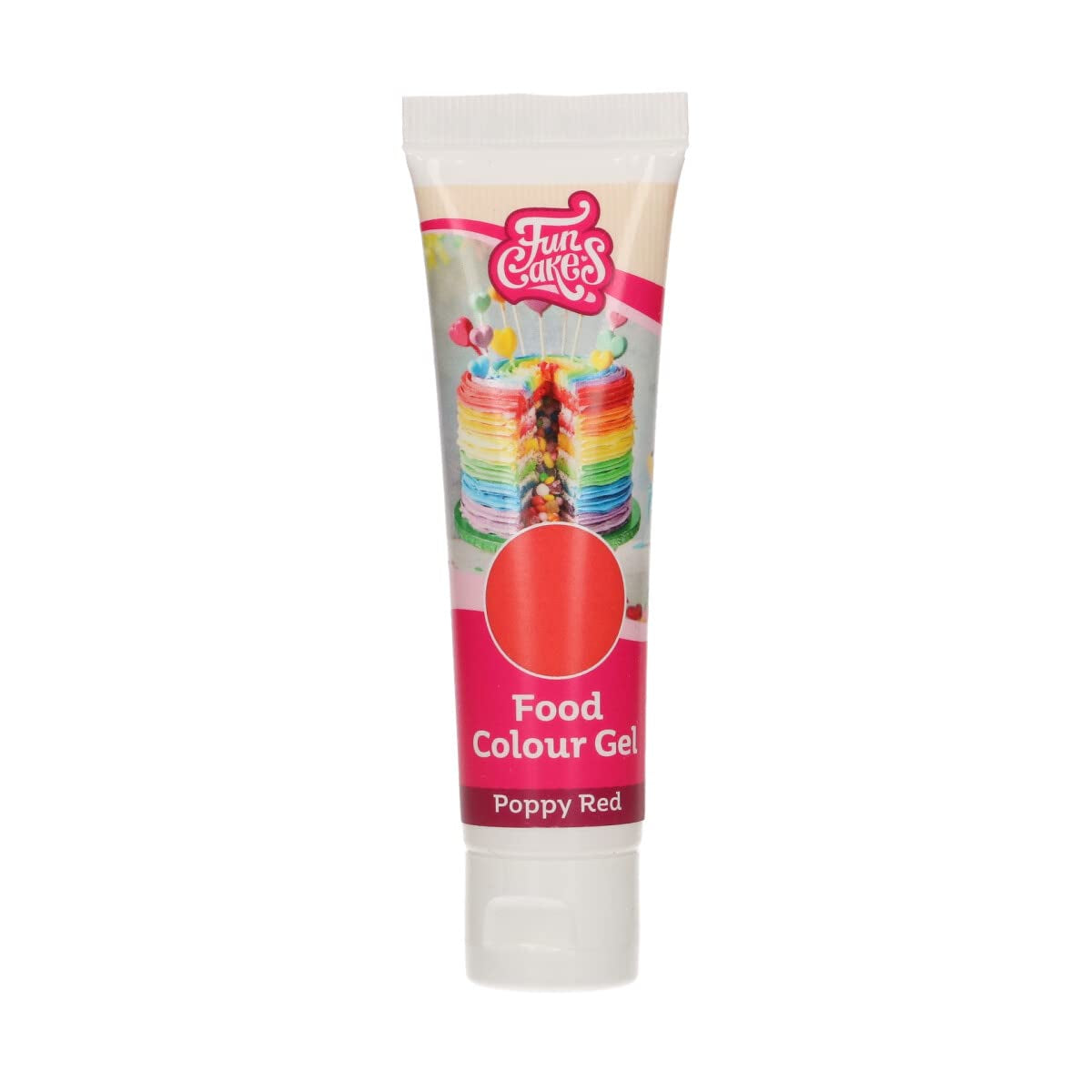 Funcakes kleurstof, gel kleurstof, papaverrood: Hooggeconcentreerde kleurstof voor deeg, room, fondant en marsepein. Gemakkelijk doseren. Eén druppel om levendige kleuren te creëren. Halal. 30 gram