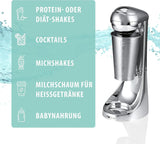 Clatronic® Barmixer U. Milchaufschäumer | Smoothiemaker | 650 ml Edelstahlbehälter | Praktischer Becherhalter | Menger | 2 Geschwindigkeitsstufen | Kraftvoller 65 Watt Motor | Chroomdesgin | BM 3472 Keuken Naty Shop