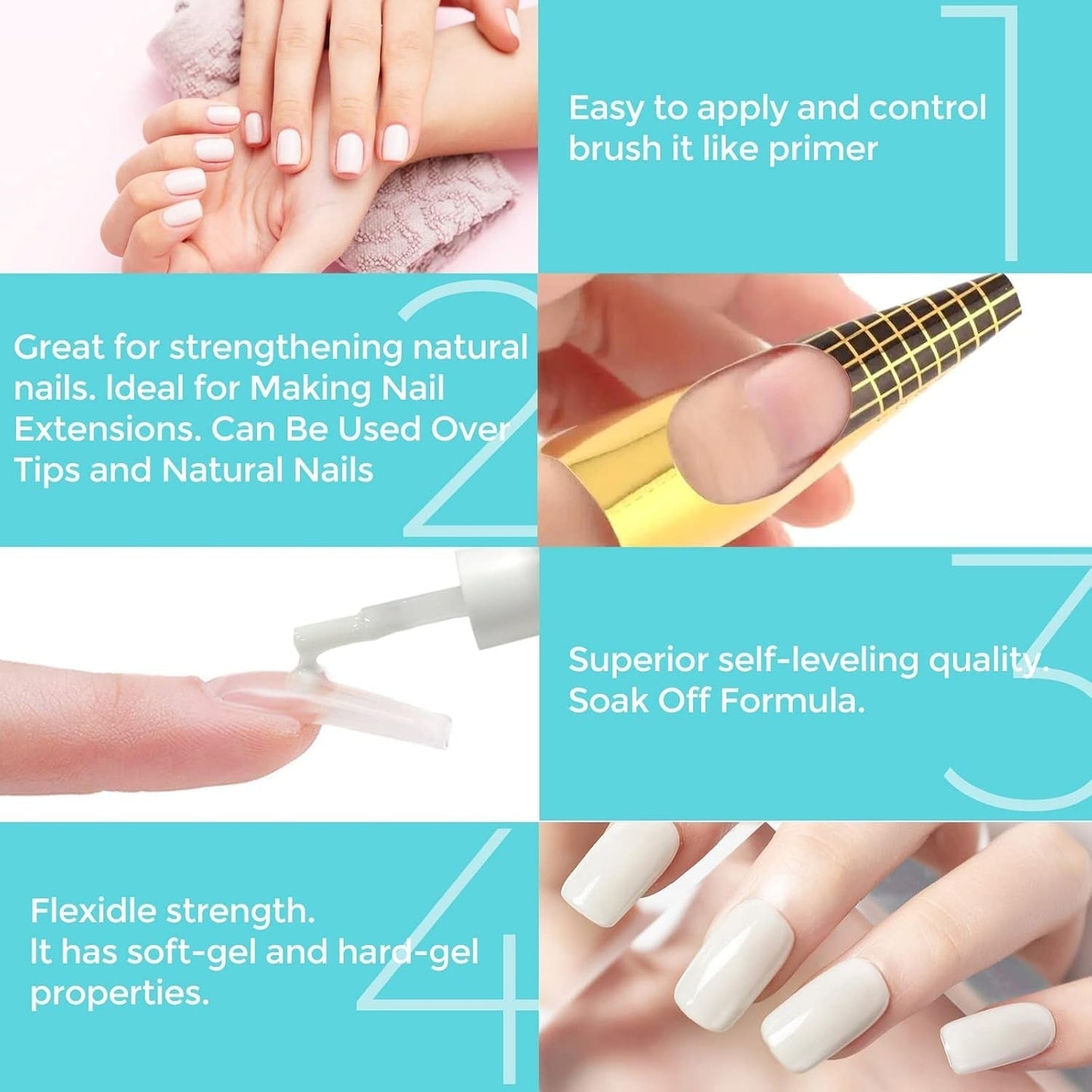 Builder 5 in 1 Builder Gel 15ml, Nail Builder Gel, Nail Builder Gel, UV/LED Nagelverlenging Nagellak, Extensions, Nail Art, Stickers, Gel Nail Builder Gel (wit)