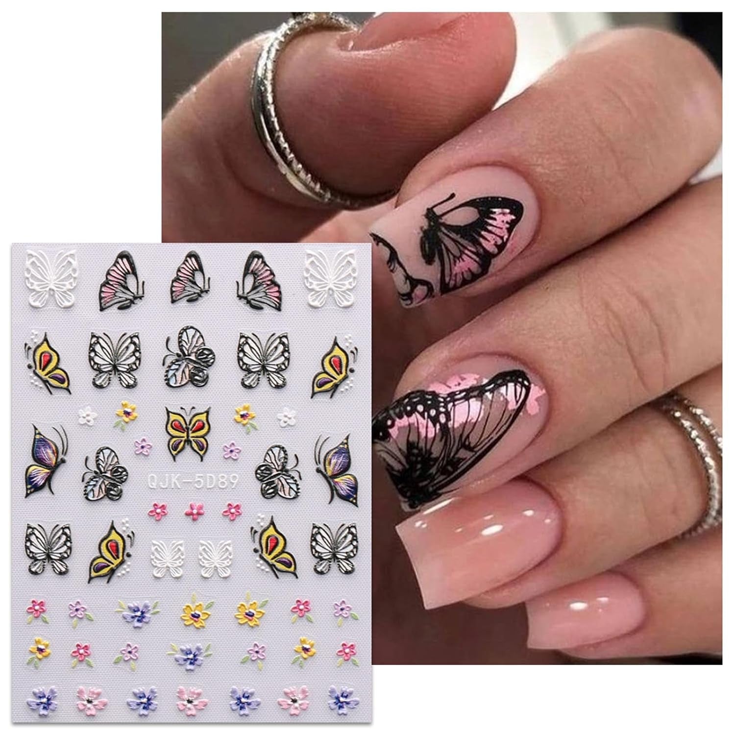 JMEOWIO 6 Blatt 3D Nagelsticker Ostern Nail Art Sticker Selbstklebend Nagelaufkleber 5D Stereoskopisch Süßer Hase Ei Decoratie Nageldesign Zubehör