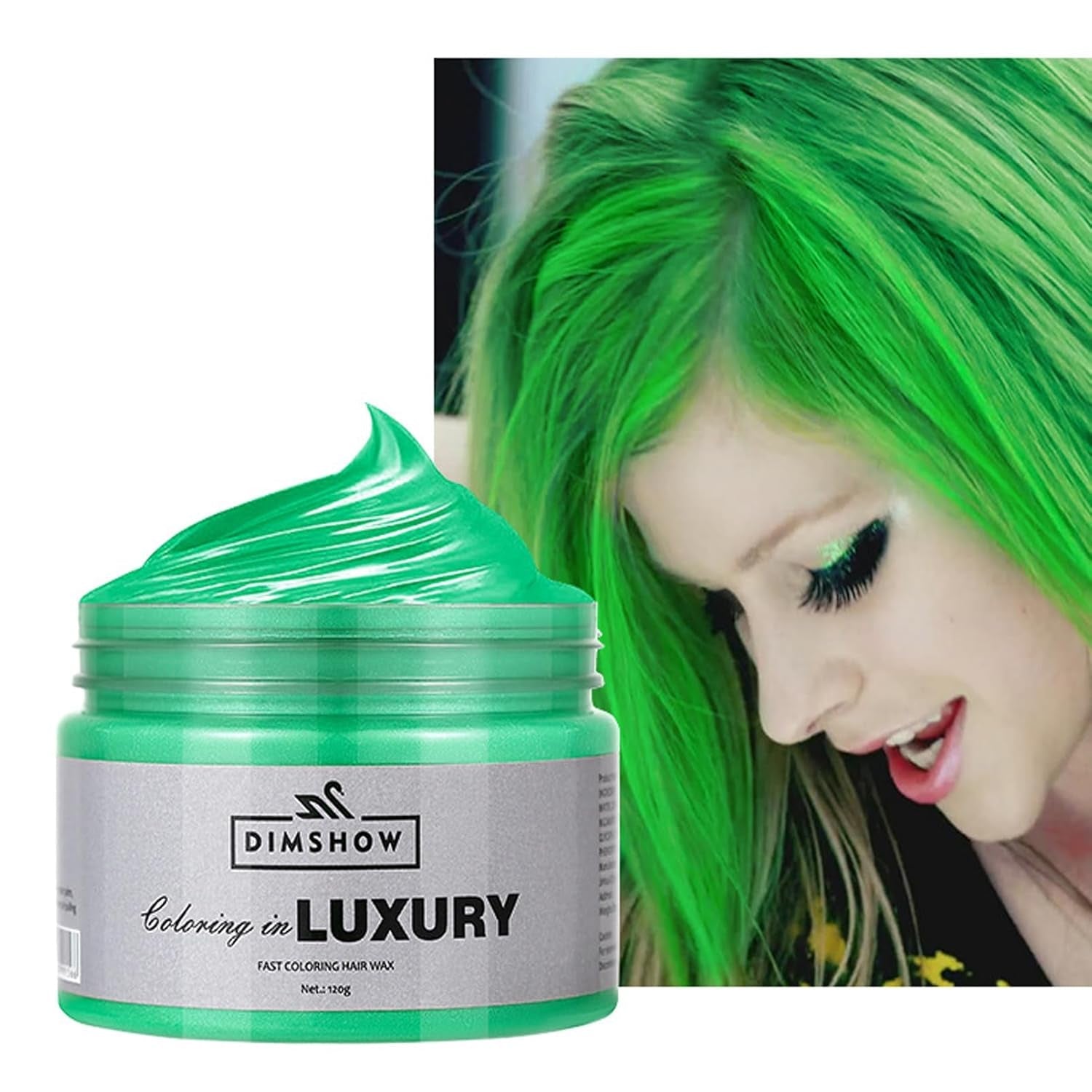 Tijdelijke groene haarwax, gekke groene tijdelijke haarspray, wasbare semi-permanente modder, eenmalige haarkleuring, instant styling haarpasta modder, natuurlijke haarkleur voor feesten, activiteiten en Halloween Naty Shop haarverf Standaardtitel