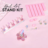 Makartt acryl nagelhouder, magnetische nagelhouder, nagelhouder, transparant roze nagelhouder met 48 zelfklevende stopverf