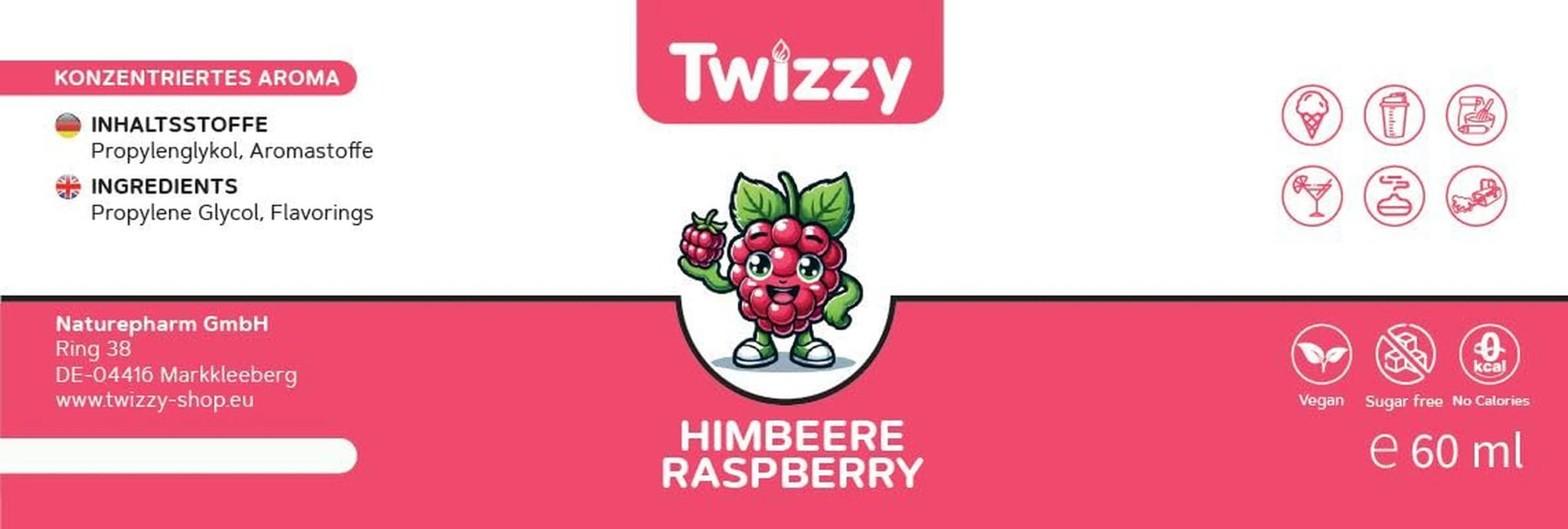Twizzy, intense frambozensmaak, 60 milliliter Arome Naty Shop