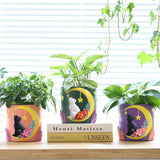 GUGUGO Leuke maankat bloempotten, unieke bloempot met drainage, regenboogkleuren, kleine kamerplantpotten, leuke succulente tuinpotten, cadeau, huisdecoratie (C)