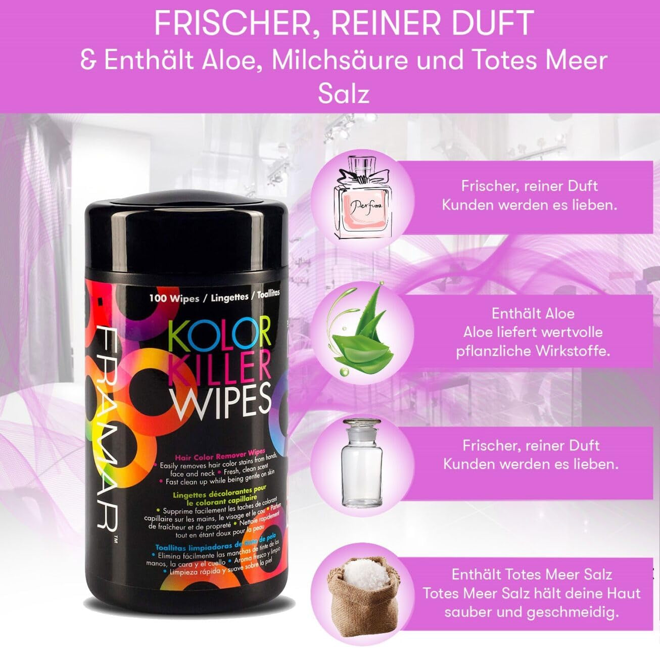 FRAMAR Remover voor geverfd haar - Remover voor geverfd haar, Remover voor geverfd haar, Remover voor geverfd haar, Accessoires voor het verven van haar, Remover voor geverfd haar, Remover voor geverfd haar - 100 doekjes Haarverf Naty Shop