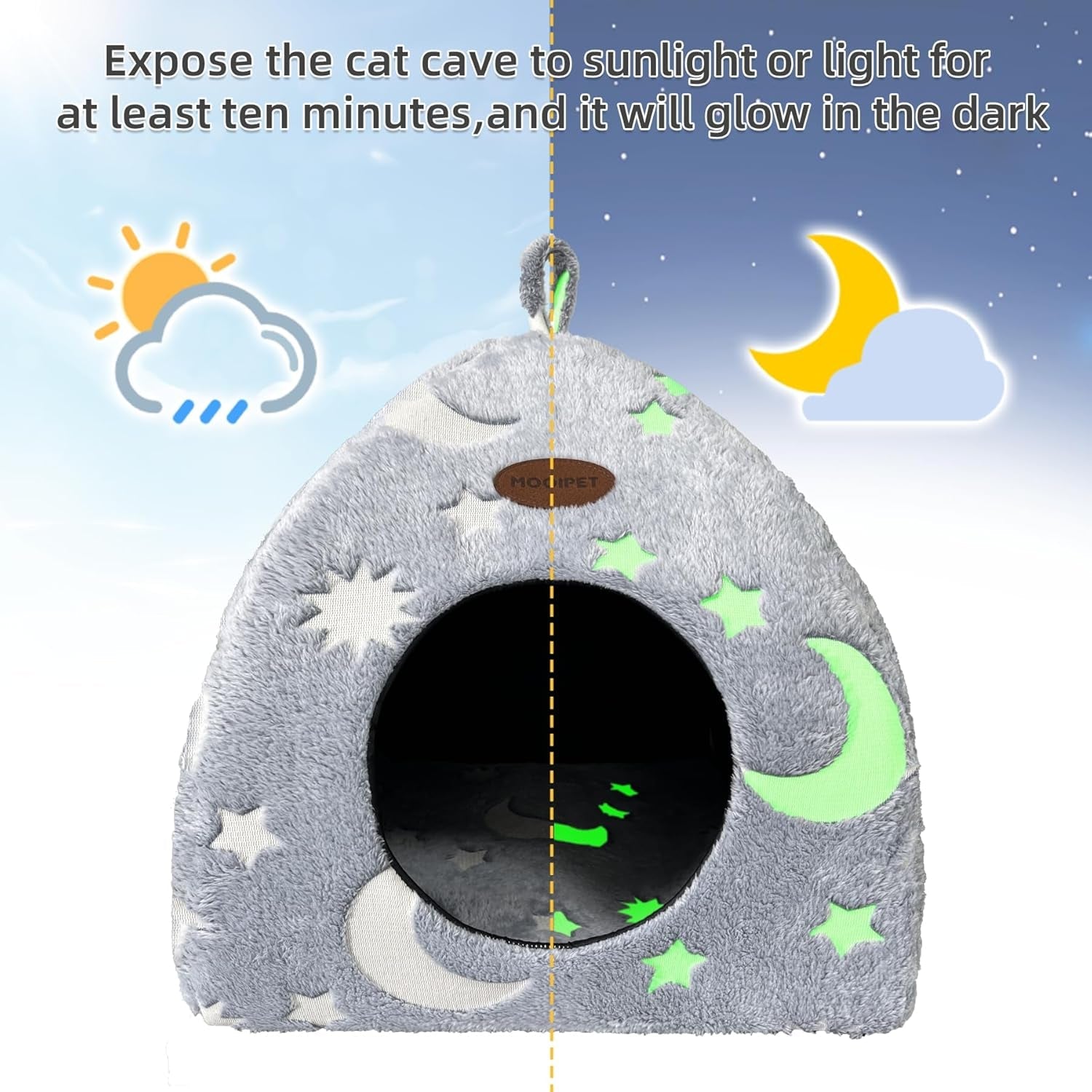 Katzenhöhle Plüsch Katzenhaus met wasbarem Kissen Faltbare Katzenzelt Höhle met handvat Weiches en Warmes Katzenbett für Drinnen 33x33x35cm