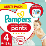 Pampers Premium Protection Broekje Maat 7, 123 Luiers, 15kg+, met 360° aanpassing en zachte anti-lek manchetten voor optimaal comfort en bescherming