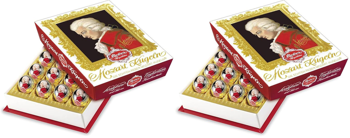 Reber Mozart-balletjes met pure chocolade, verpakking van 6 met marsepein en nougat, veganistisch - 1 x 120 g
