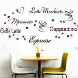 Wandtattoo Kaffee-Sorten I bruin I Herz Kaffeetasse Kaffeebohnen Küche Esszimmer Sticker Aufkleber Wandaufkleber Wandsticker G006