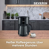 SEVERIN Filterkoffiezetapparaat met thermische karaf, koffiezetapparaat voor maximaal 8 kopjes, aantrekkelijk filterapparaat met geïsoleerde karaf, zwart, 1 liter, KA 9306