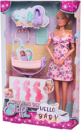 Simba 105733680 Steffi LOVE Doll Hello Baby (29 Cm) - Zwangere speelpop met groeiende buik, pop en accessoires - kinderspeelgoed voor meisjes en jongens vanaf 3 jaar, zwart Poppen Naty Shop