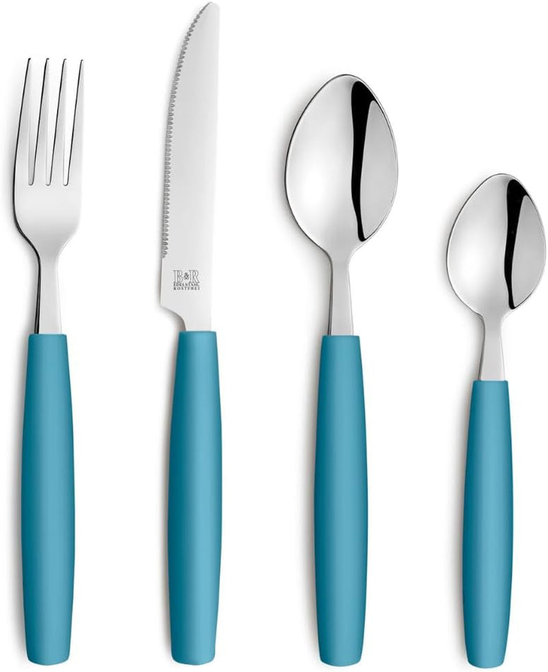 Beckmann & Rommerskirchen 2515 VALOA Besteckset 4 Persoons | 16-Teilig | Olie | Spülmaschinenfest | Hochglanzpoliert | Essbesteck: 4X Messer, Gabel, Esslöffel, Kaffeelöffel Keuken Naty Shop Benzine