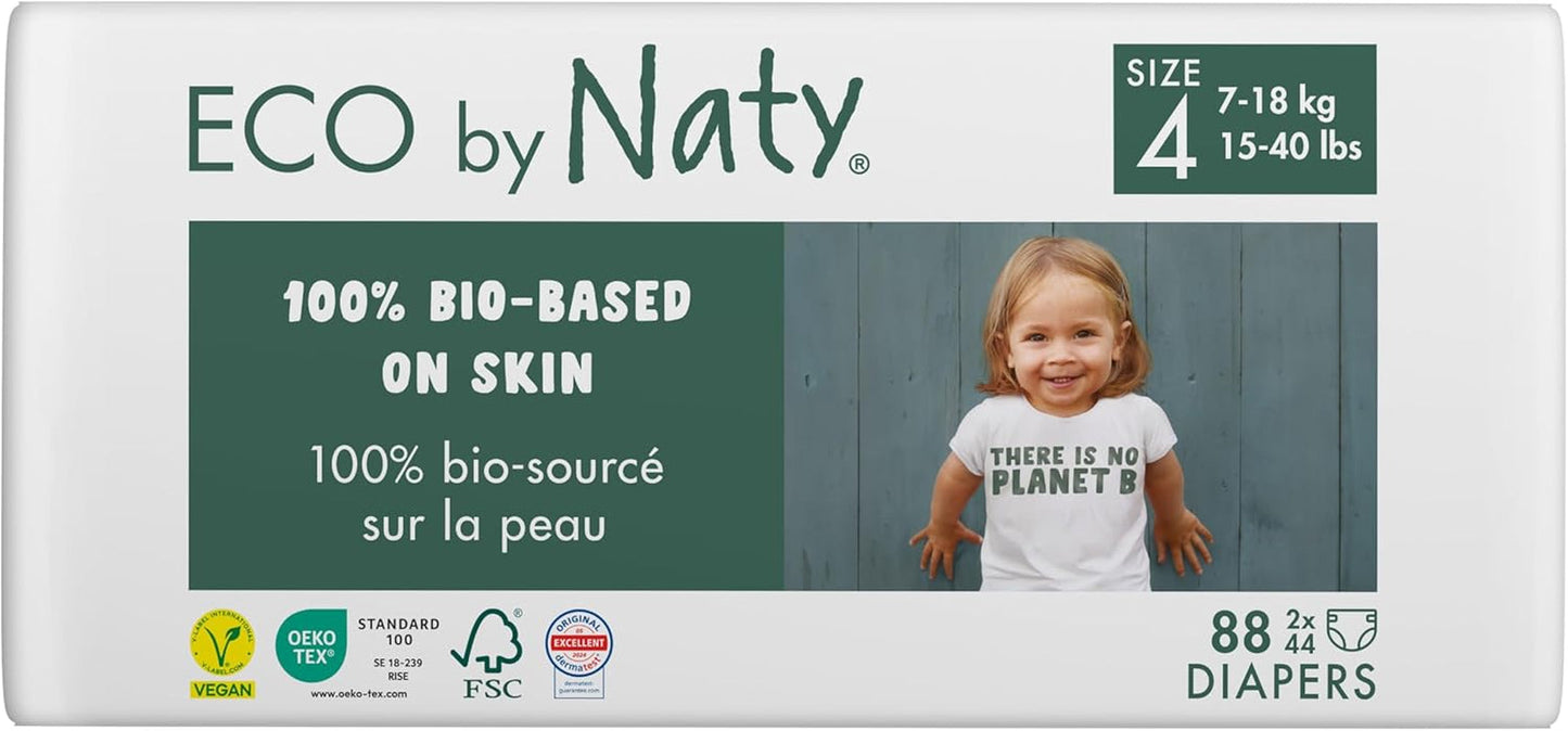 Eco Diapers Eco by Naty Baby Eco Diapers - premium biologische luiers, milieuvriendelijk, gemaakt van plantaardige materialen, ideaal voor de gevoelige babyhuid (maat 5 - 80 stuks)
