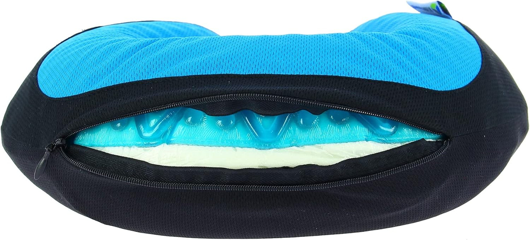 Kine Travel 169803 Gel-nekkussen Fysio-goedgekeurd Ergonomisch reiskussen Zwart en blauw Reiskussens Naty Shop
