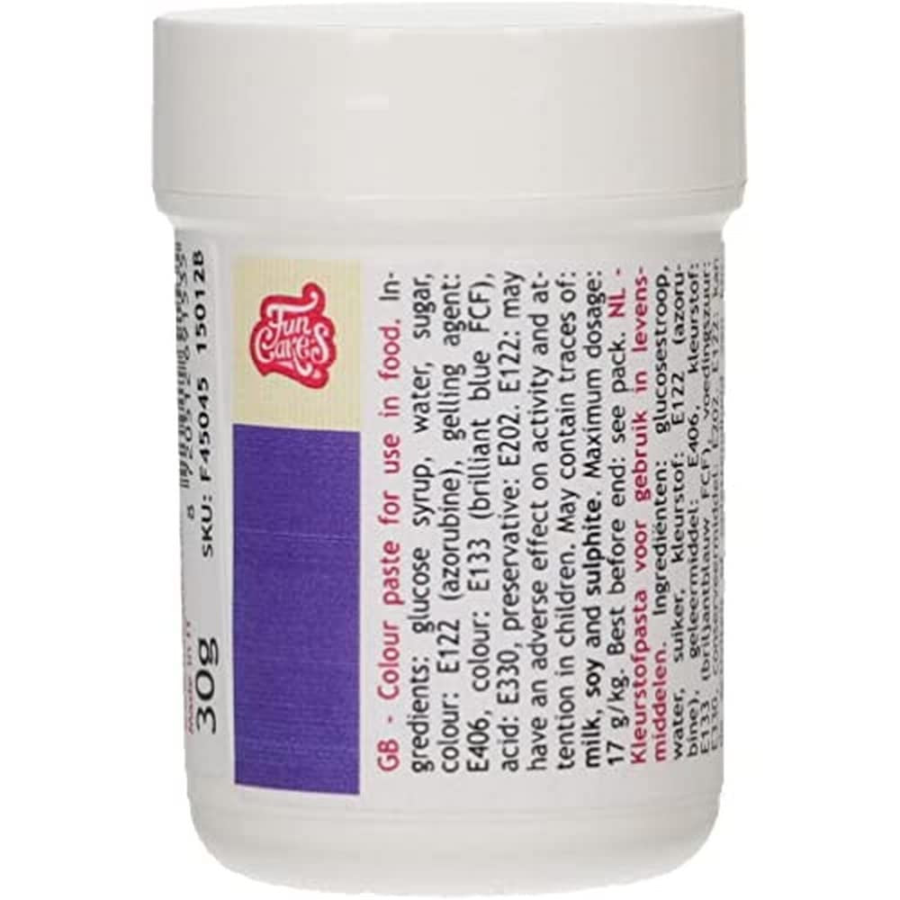Geconcentreerde kleurstof Funcakes Paste Colour Royal Blue; voor deeg, room, fondant, marsepein, deeg, modelleerpasta en bloemenpasta. Halal en koosjer. 30 gram