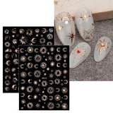 JMEOWIO Nagelsticker Mond Stern Sonne 10 Blatt Nail Art Sticker Selbstklebend Nagelaufkleber Bunt Decoratie Nageldesign Zubehör