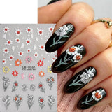 JMEOWIO Nagelsticker Halloween 9 Blatt Nail Art Sticker Selbstklebend Nagelaufkleber Süße Geisterblume Decoratie Nageldesign Zubehör