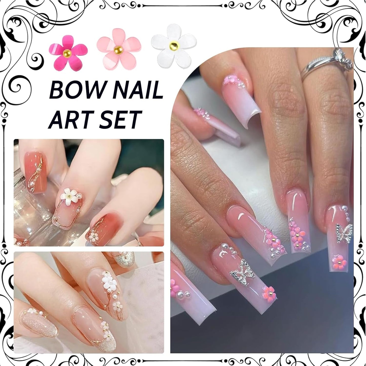 1 Karton Nail Art Charms, 3D Bloemen Nagelkunst Charms, Acryl Blumen Nagel Strass Mit Ornamenten, Nagel Edelsteine, Nagel Zubehör Für Mädchen, Nagelkunst Decoratie, DIY Handwerk Nail Design