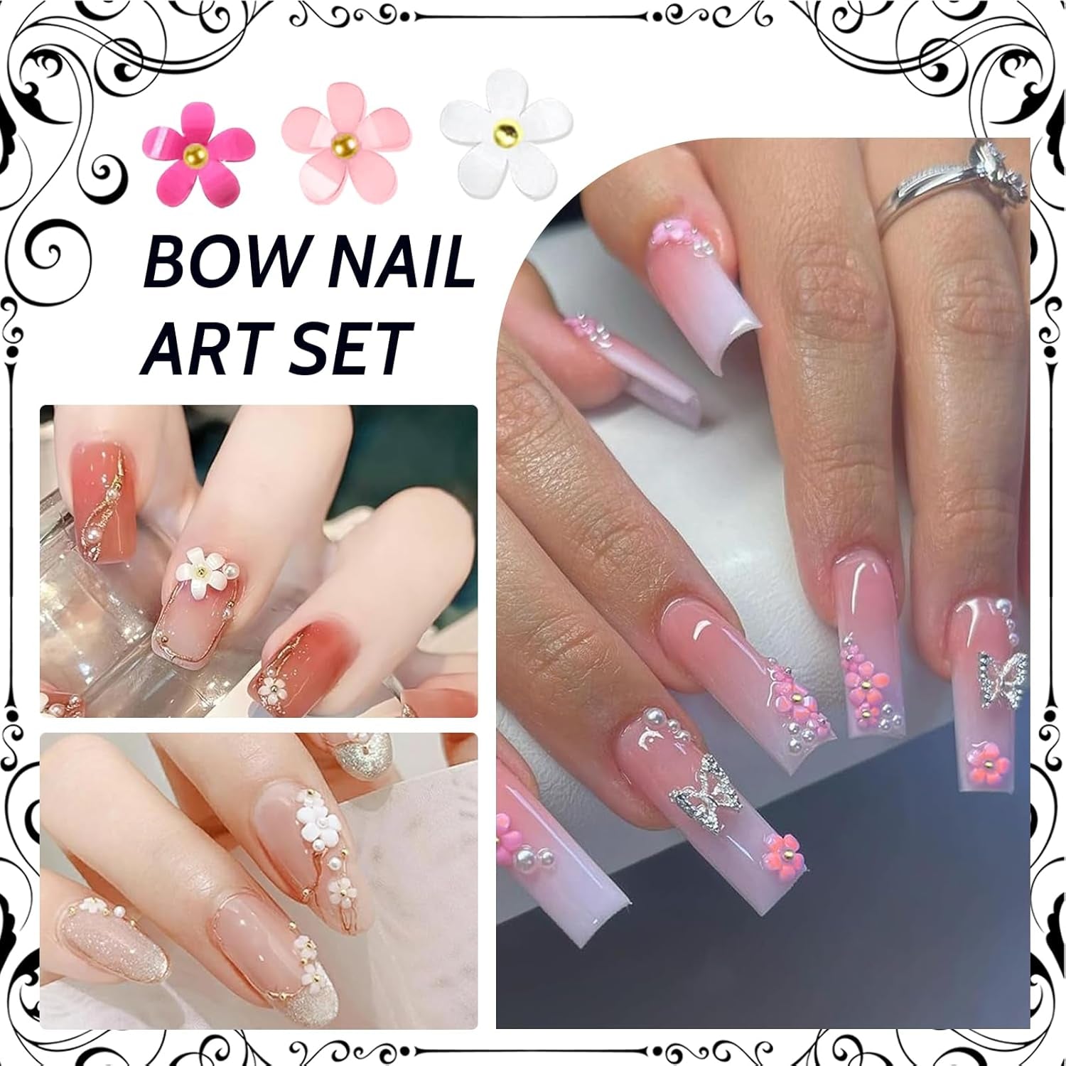 1 Karton Nail Art Charms, 3D Bloemen Nagelkunst Charms, Acryl Blumen Nagel Strass Mit Ornamenten, Nagel Edelsteine, Nagel Zubehör Für Mädchen, Nagelkunst Decoratie, DIY Handwerk Nail Design