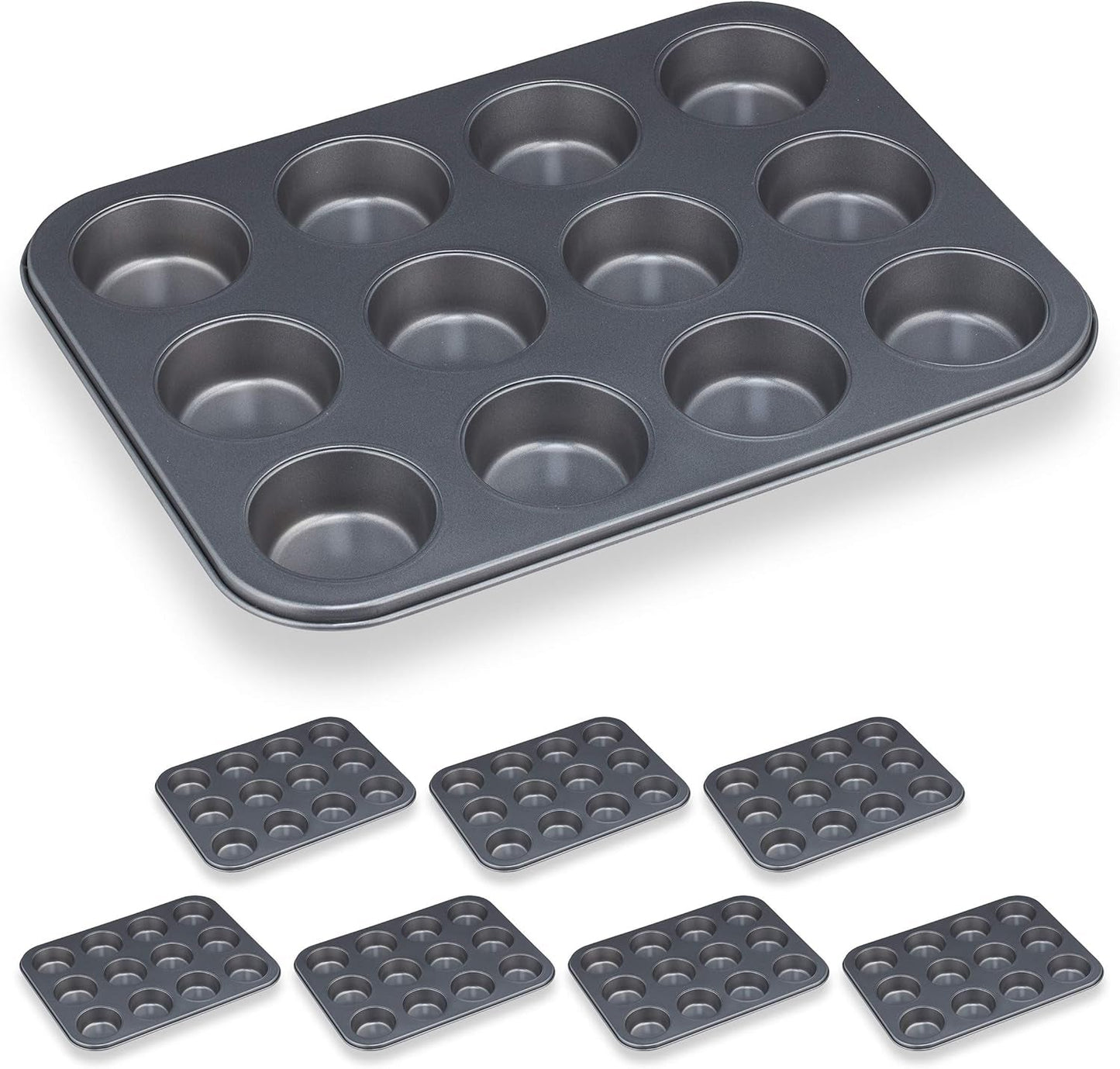 Relaxdays Muffinform, 2Er Set, 12Er Muffinbleche, Antihaftbeschichte, Carbonstahl, Muffins & Cupcakes, Ø 6,5 Cm, Tarwe, 10030825 Vormen en bakplaten Naty Shop 2
