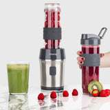H.Koenig Smoothie Maker SMOO9 - Mini Standmixer - Mini Blender - 300 Watt - 570 Ml - Edelstahl - 2 Kunststofflesjes - Bpa-vrij, Grau Kitchen Naty Shop