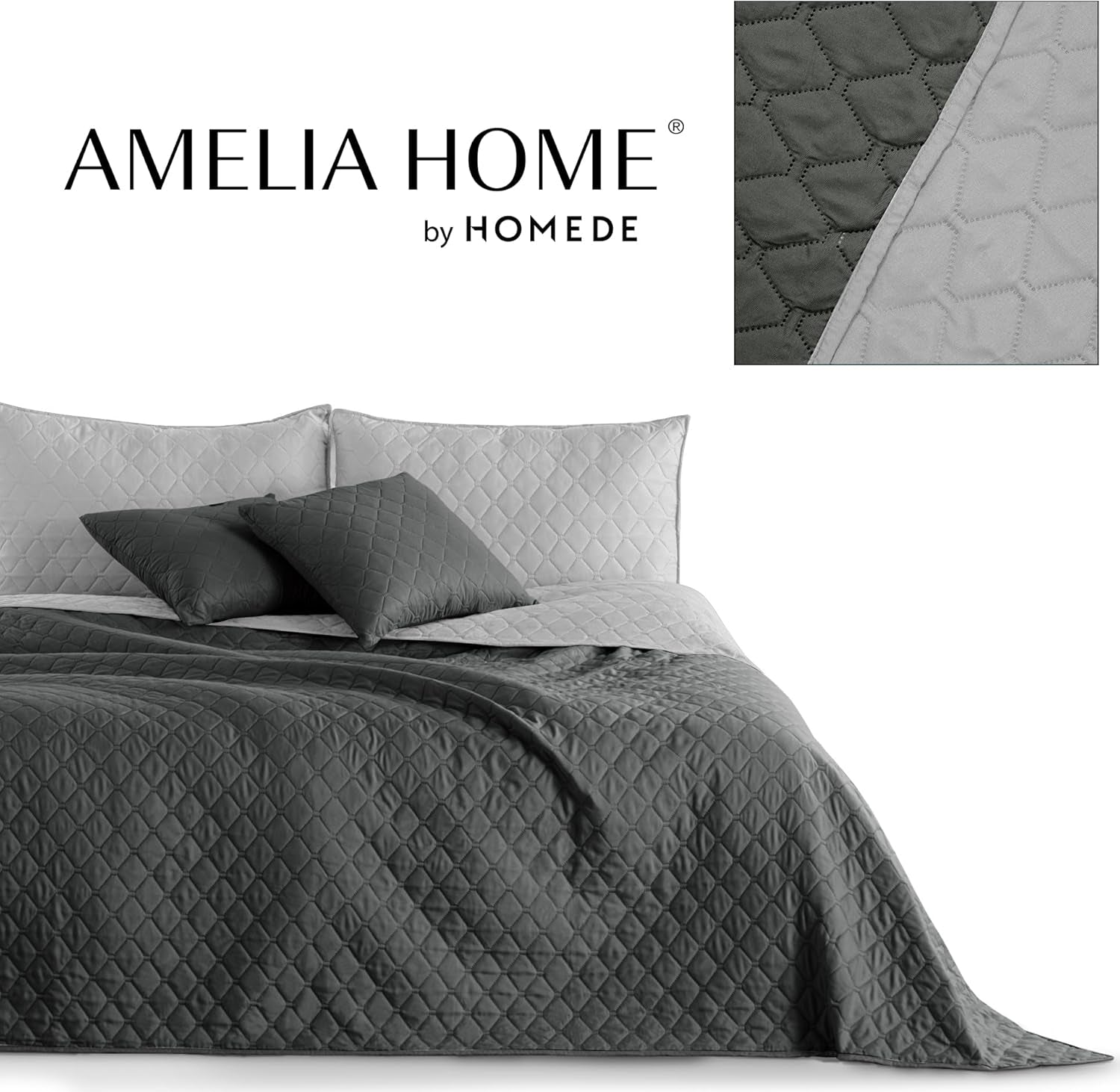 Decoking Sprei 200 X 220 Cm Grafiet Antraciet Zilvergrijs Tweezijdige sprei gemakkelijk te onderhouden Axel Bedden en Dekens Besuche den DecoKing-Store
