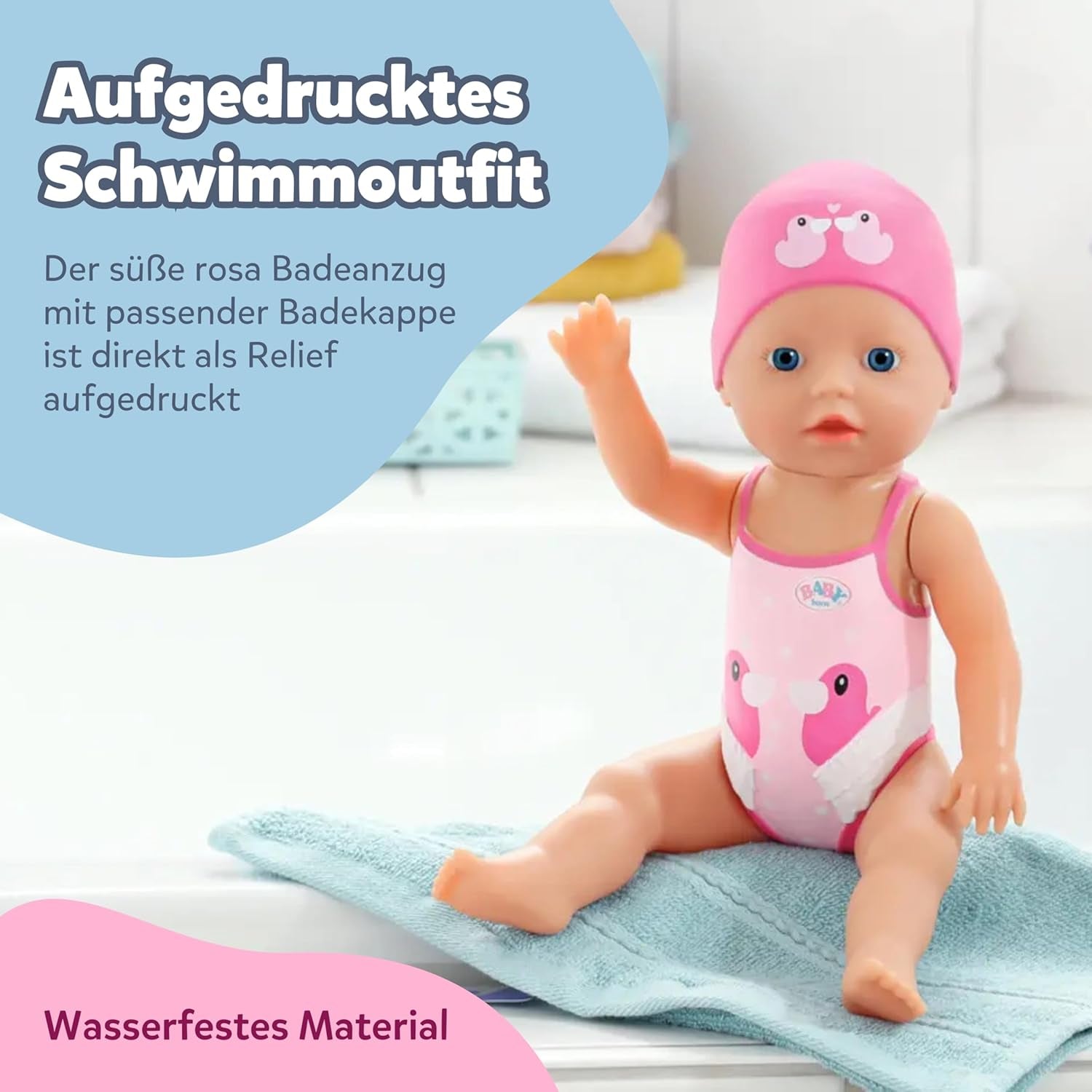 BABY Born My First Swimmer Girl - Pop van 30 cm - Badpop met draaimechanisme, Waterdicht - Werkt zonder batterijen - Geschikt voor kinderen van 1 jaar en ouder