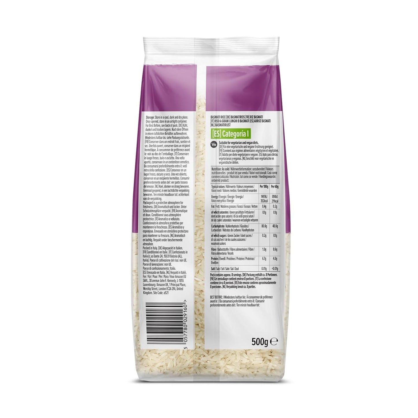Basmatirijst uit Amazon, 500g