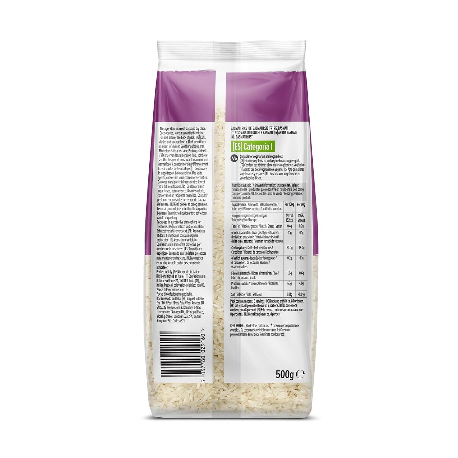 Basmatirijst uit Amazon, 500g