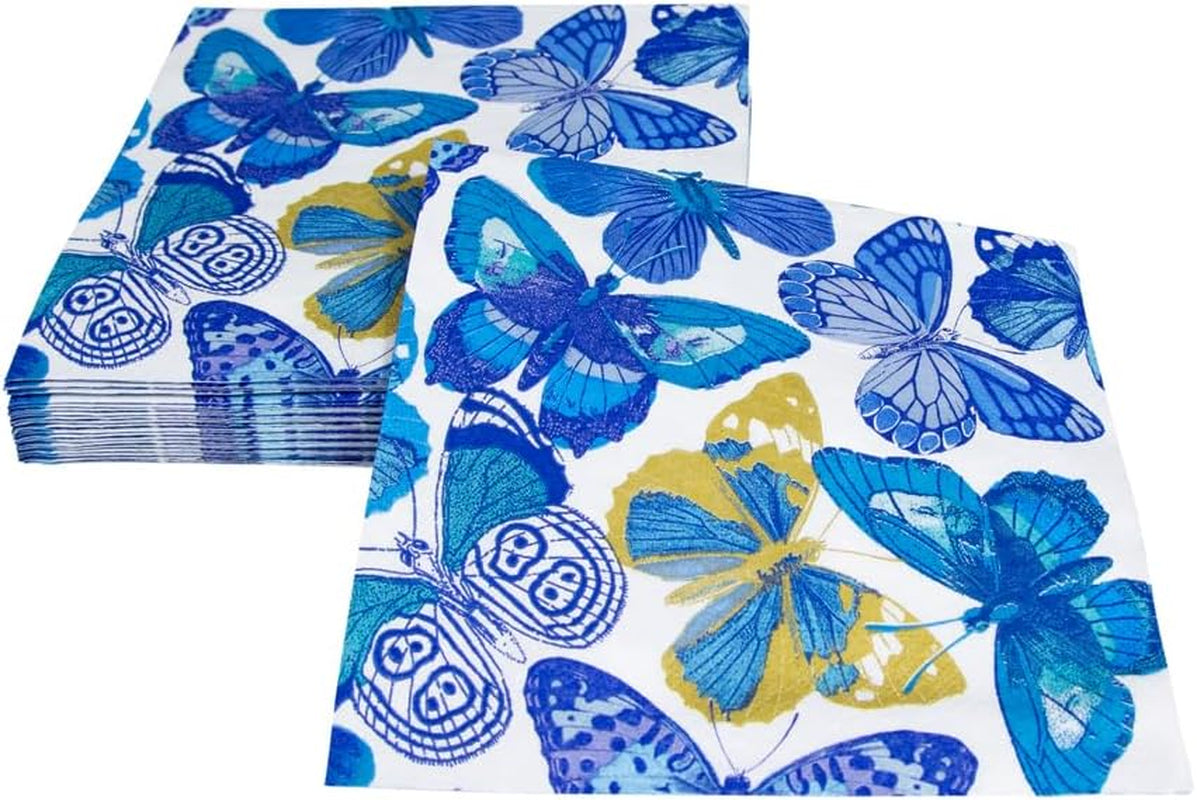 Vlinderservetten, blauw, 20 stuks per verpakking