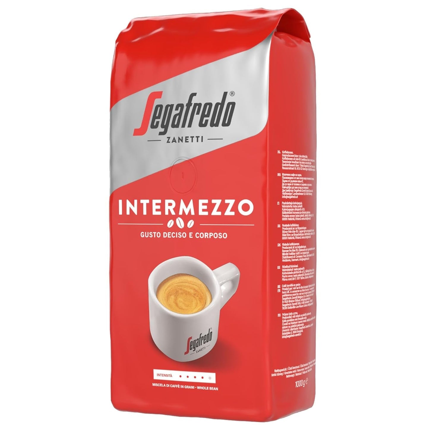 Segafredo Zanetti Intermezzo - Hele Bonen (1 kg Pak) - Geeignet für alle italienschen Kaffeespezialitäten - Kaffeebohnen mit mitteller Röstung, grimmig en vollmundig in Gesmack