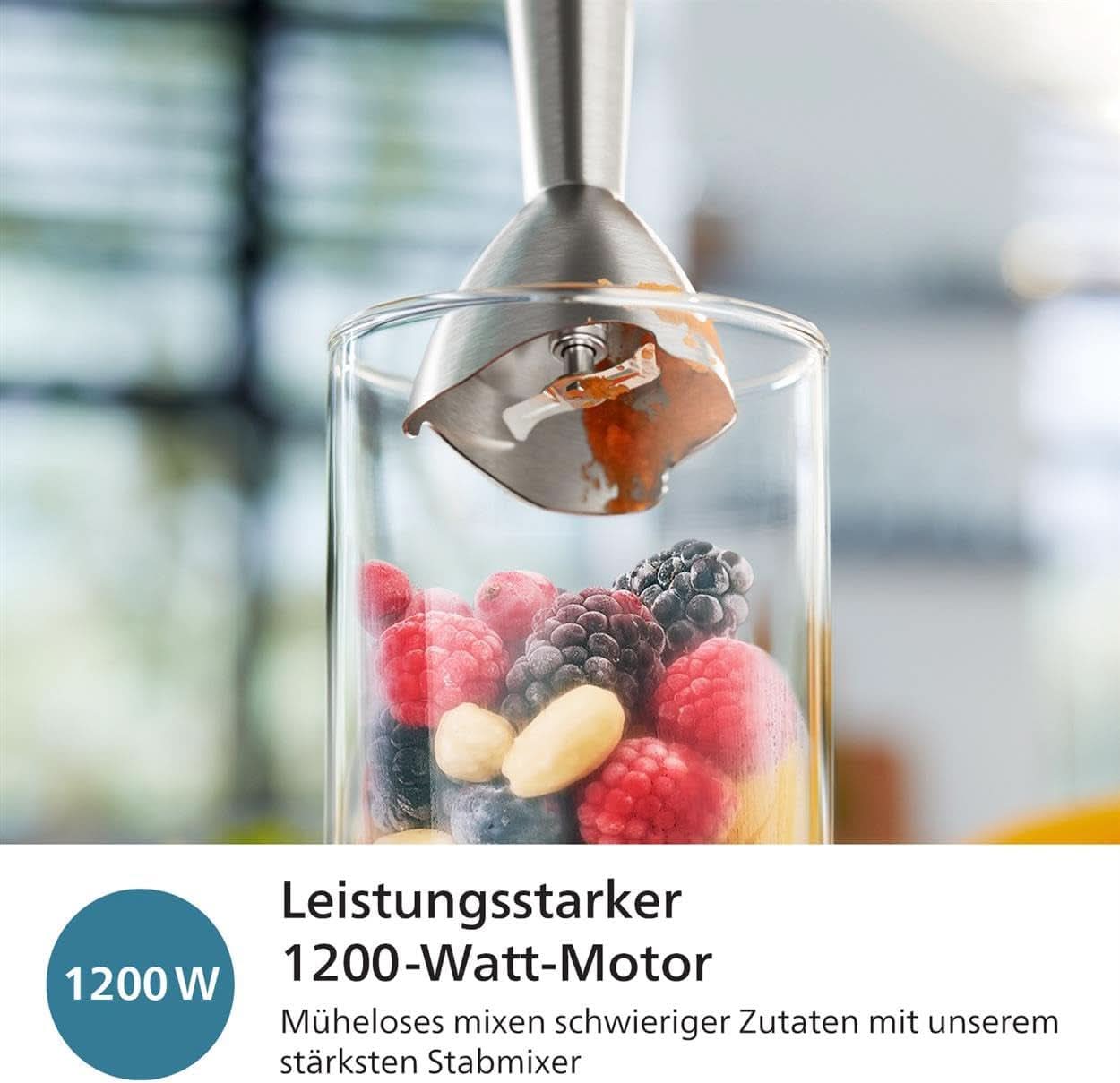 Philips 5000-Serie Stabmixer - 1200W Leistung. Promix-technologie. Led Geschwindigkeitsanzeiger. Stufenlose Geschwindigkeitseinstellung. Compact ontwerp. Leicht Zu Reinigen. Schwarz (HR2681/00) Keuken Naty Shop