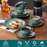 Vancasso steengoed koffieservies STARRY 12-delige koffieset voor 4 personen inclusief koffiekopjes en schotels vintage look