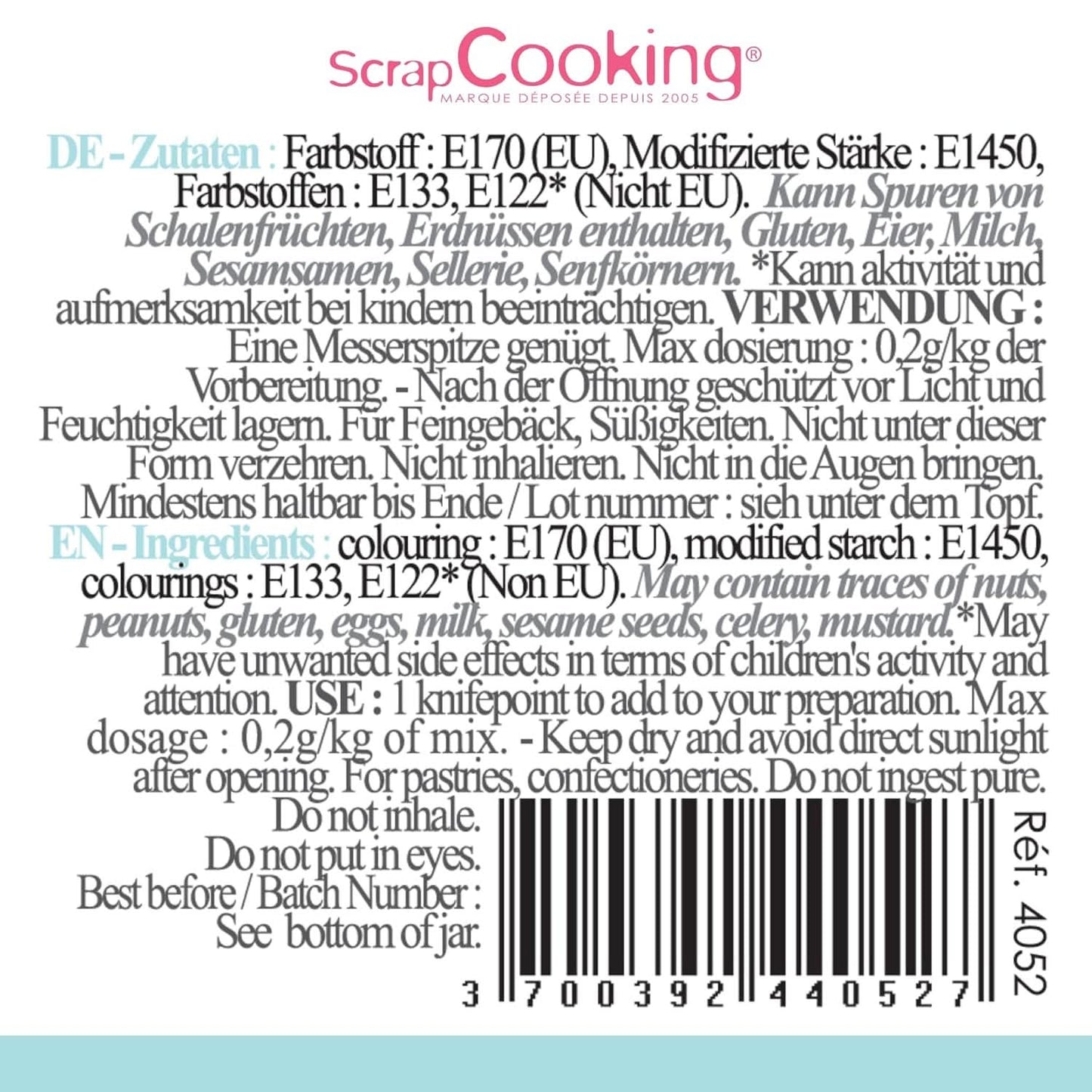 Scrapcooking, poederkleurstof, pastelblauw, 5 gram Naty Shop