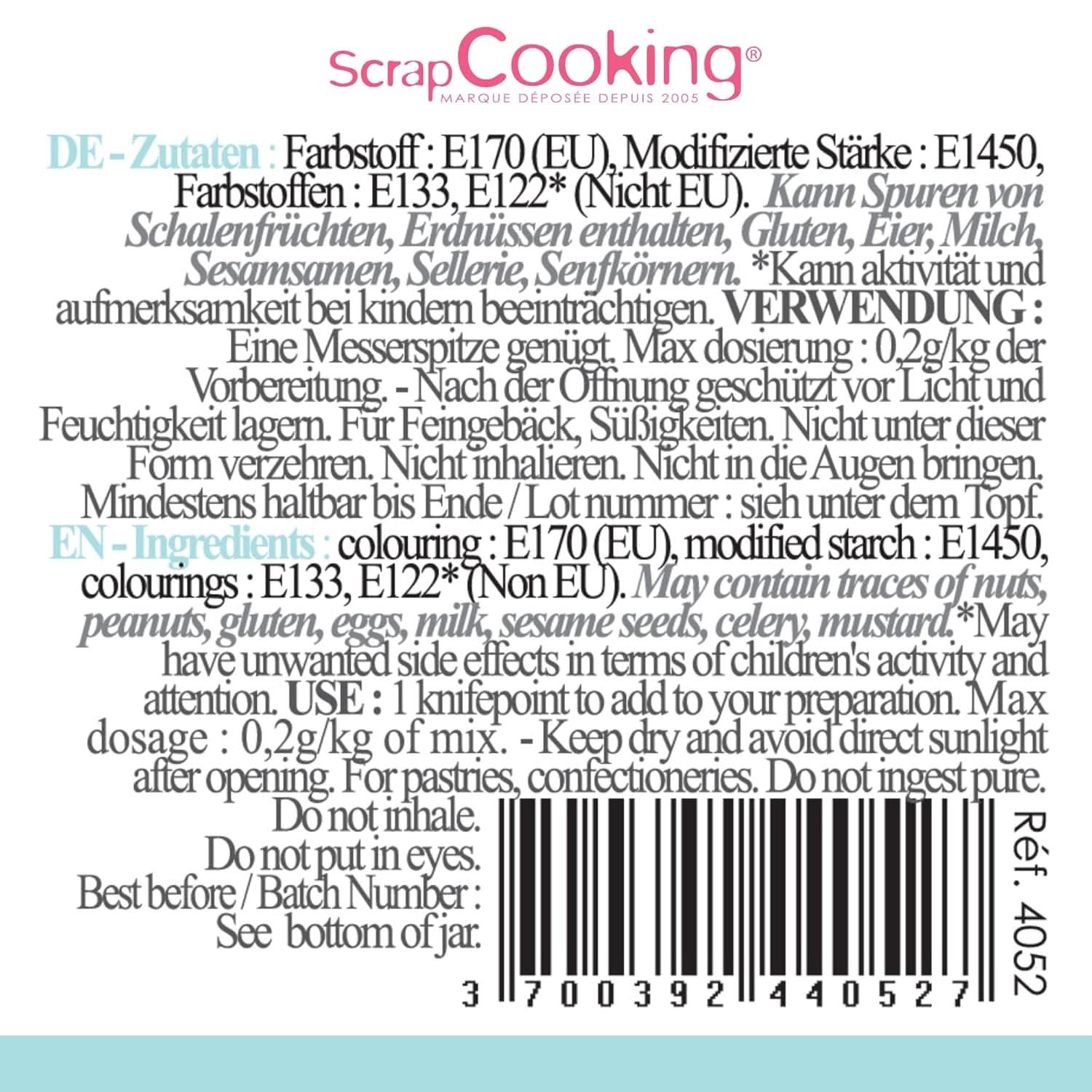Scrapcooking, poederkleurstof, pastelblauw, 5 gram Naty Shop