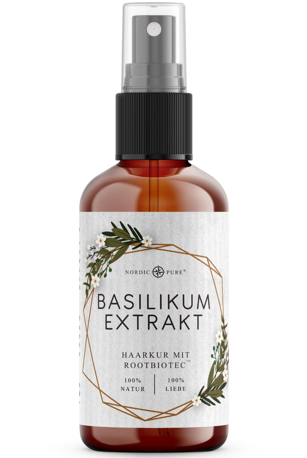 Haarbehandeling met basilicumextract van Nordic Pure | Voor de verzorging van dun, droog en kwetsbaar haar | Kan haaruitval voorkomen 100ml Naty Shop haarverzorging Standaardtitel