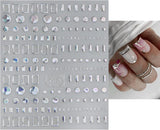 JMEOWIO Nagelsticker Marmor Linie 9 Blatt Nail Art Sticker Selbstklebend Nagelaufkleber Silver Bunt Decoratie Nageldesign Zubehör