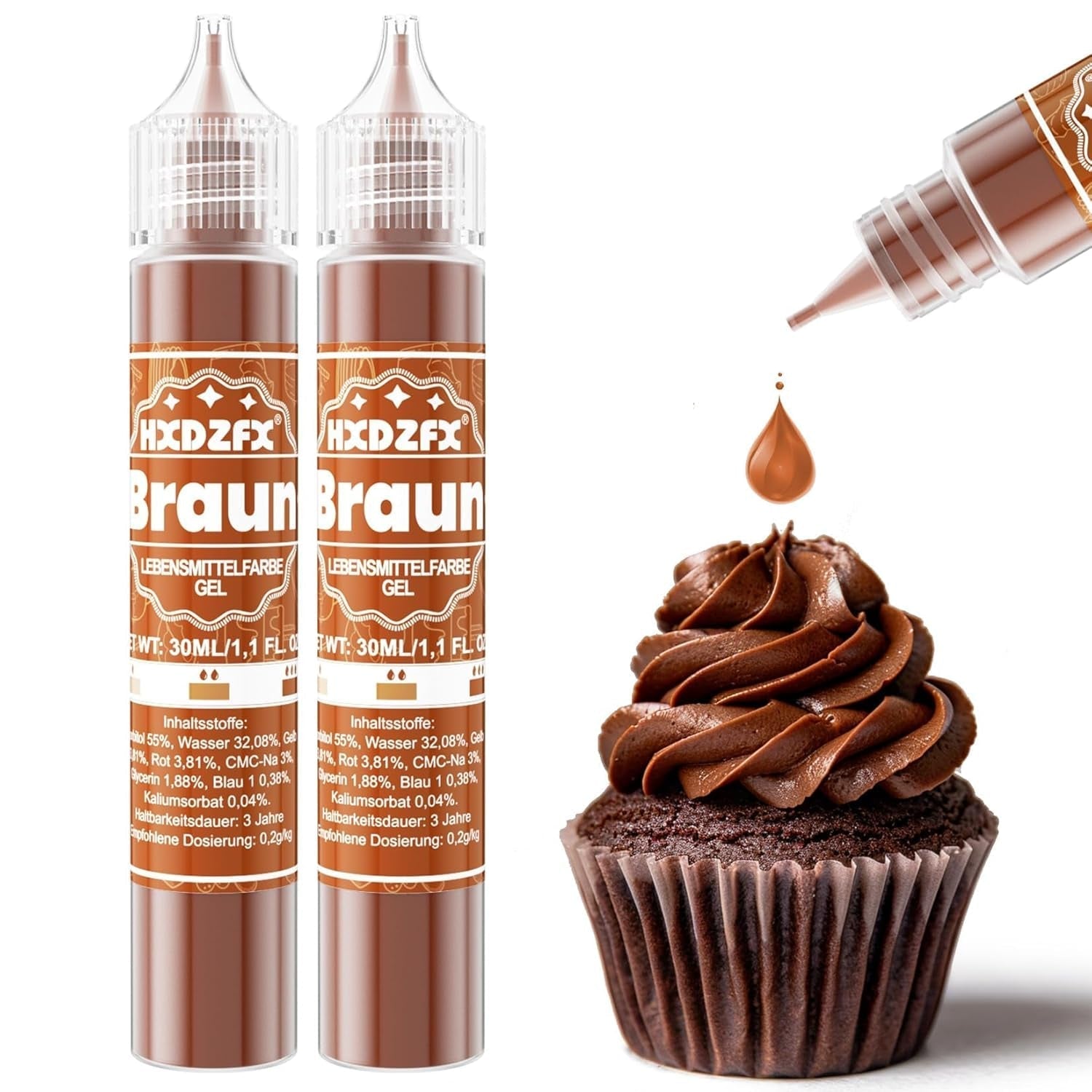 Gelvoedselkleuring - HXDZFX 2×30ml, suikervrije voedselkleuring, sterk geconcentreerd, voor het versieren van taarten, witte fondant, bitterkoekjes, koekjes, bakken, paaseieren, slijm (druivenpaars)