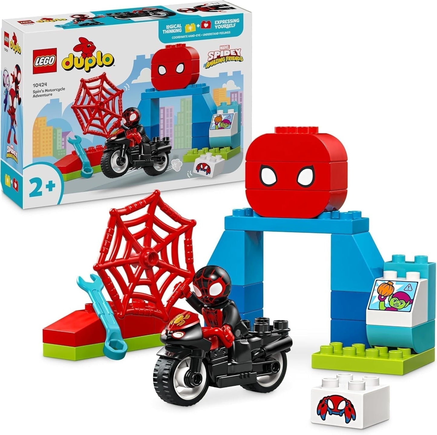 LEGO DUPLO Marvel Spins Motoravontuur, Fantasy Speelset voor de tv-serie Spidey en zijn supervrienden, educatief bouw- en herbouwspeelgoed voor kinderen vanaf 2 jaar 10424 Bouwsets Besuche den LEGO-Store Standaard titel