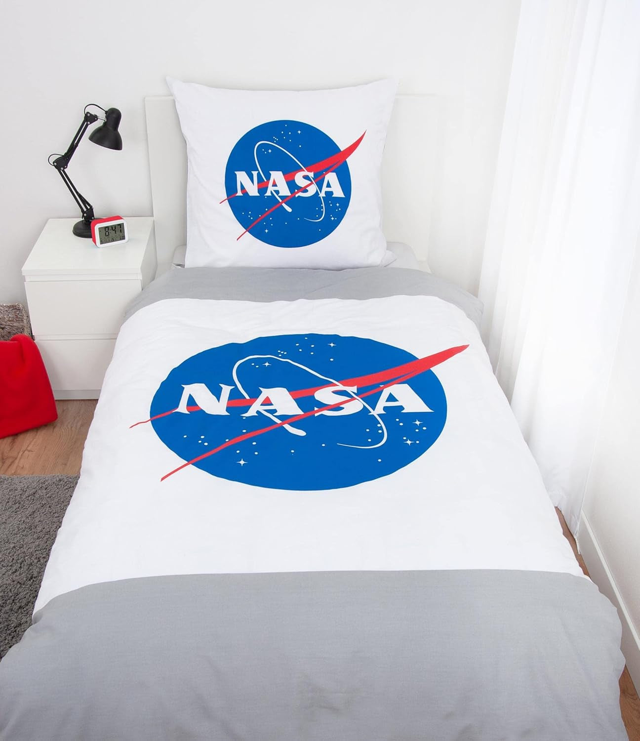 NASA beddengoedset, katoen/versterkt, grijs/wit Beddengoed - kinderen Naty Shop