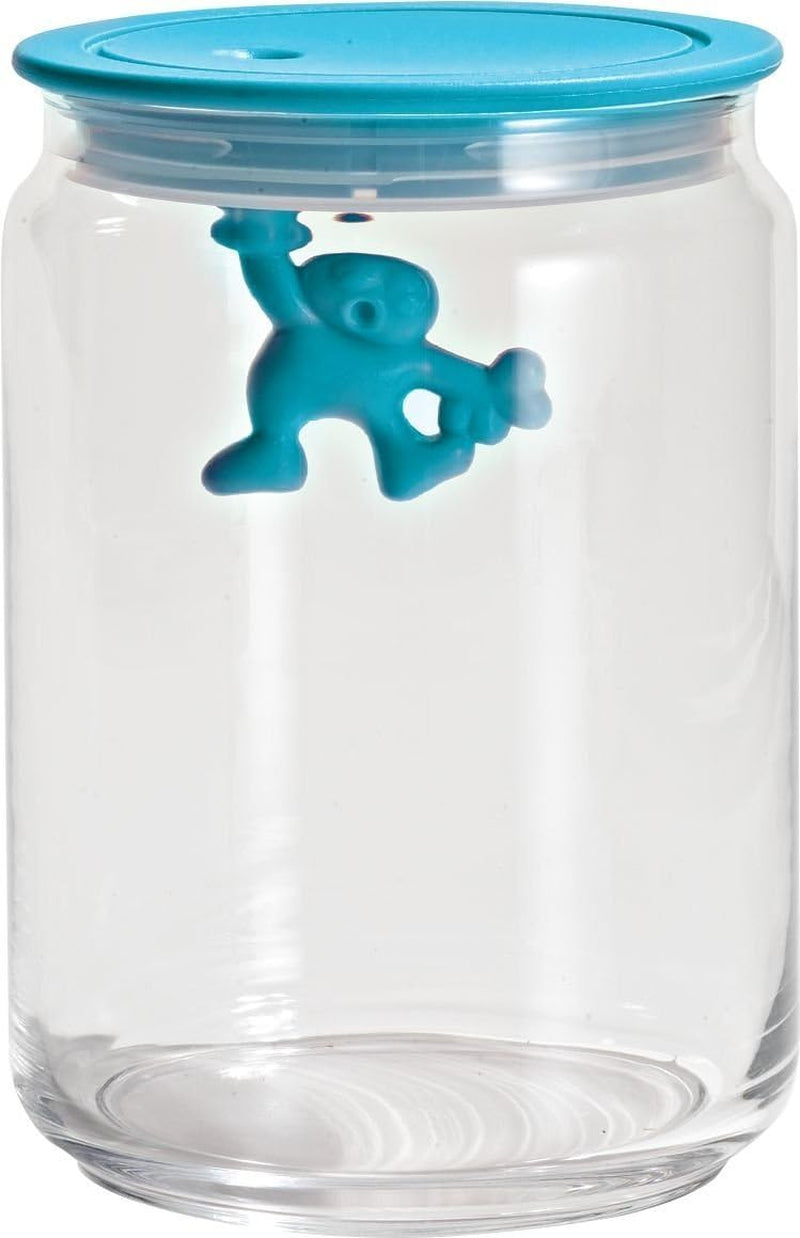 Alessi "Gianni" Glazen keukenpot met verzegeld deksel Thermoplastische hars Zwart 27,5 x 13,5 x 28 cm Voedselbewaardozen Naty Shop Lichtblauw 8 x 13,5 x 4,5 cm