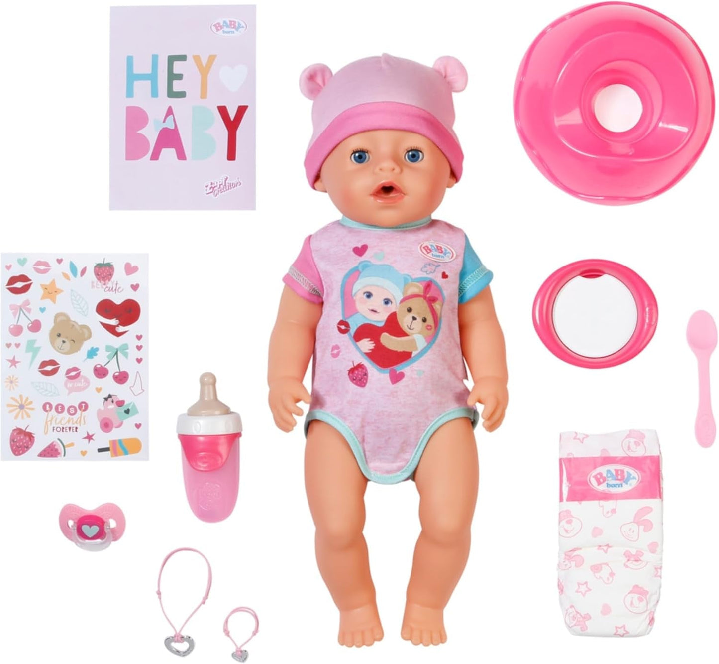 BABY Born Emma - babypop 43 cm - 10 functies inclusief accessoires en matras - Werkt volledig zonder batterijen - Geschikt voor kinderen vanaf 3 jaar