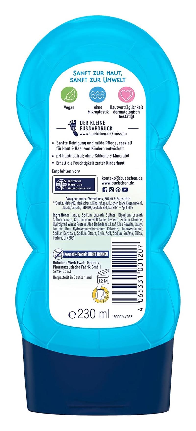 Bübchen Sportsfriend 2In1, Shampoo en douchegel, 230 ml Douche en bad Naty Shop