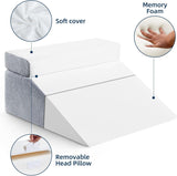 Leeskussen en verenbeen Liftkussen Memory Foam Kussen voor nek, rug en benen, multifunctioneel afneembaar kussen voor bed, bank, zitten, slapen en rusten, 58x55x28cm