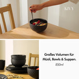 KIVY Granenkommenset - 6 x 850 ml - Grote soep- en papkommen - Soepkom - Kom - Graankommen - Soepkommen - Kommenset - Keramische ontbijtgranenkom (Crèmewit, Kommen)