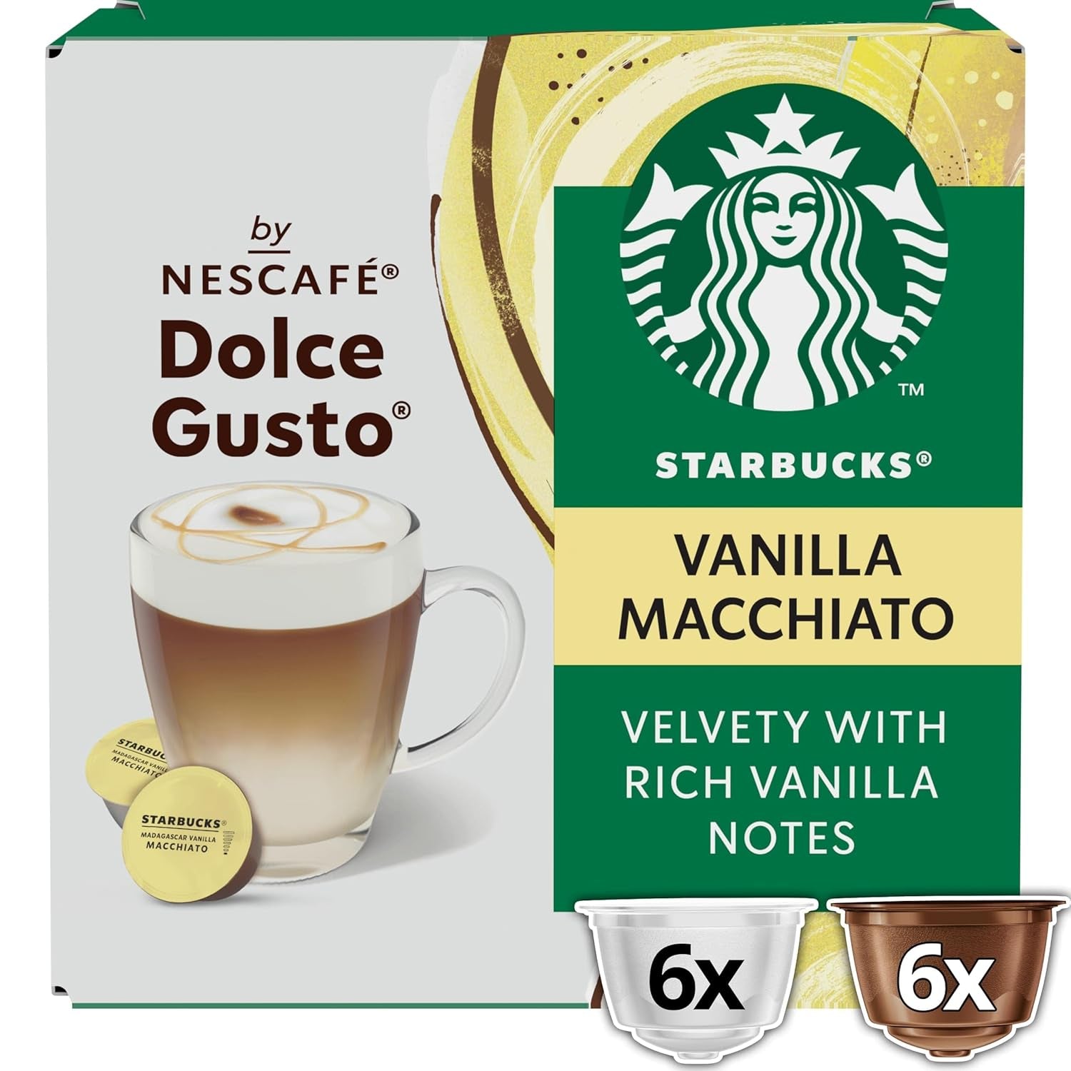 STARBUCKS Vanille Macchiato van Nescafé Dolce Gusto Kaffeekapseln 6 x 12 (72 Kapseln)
