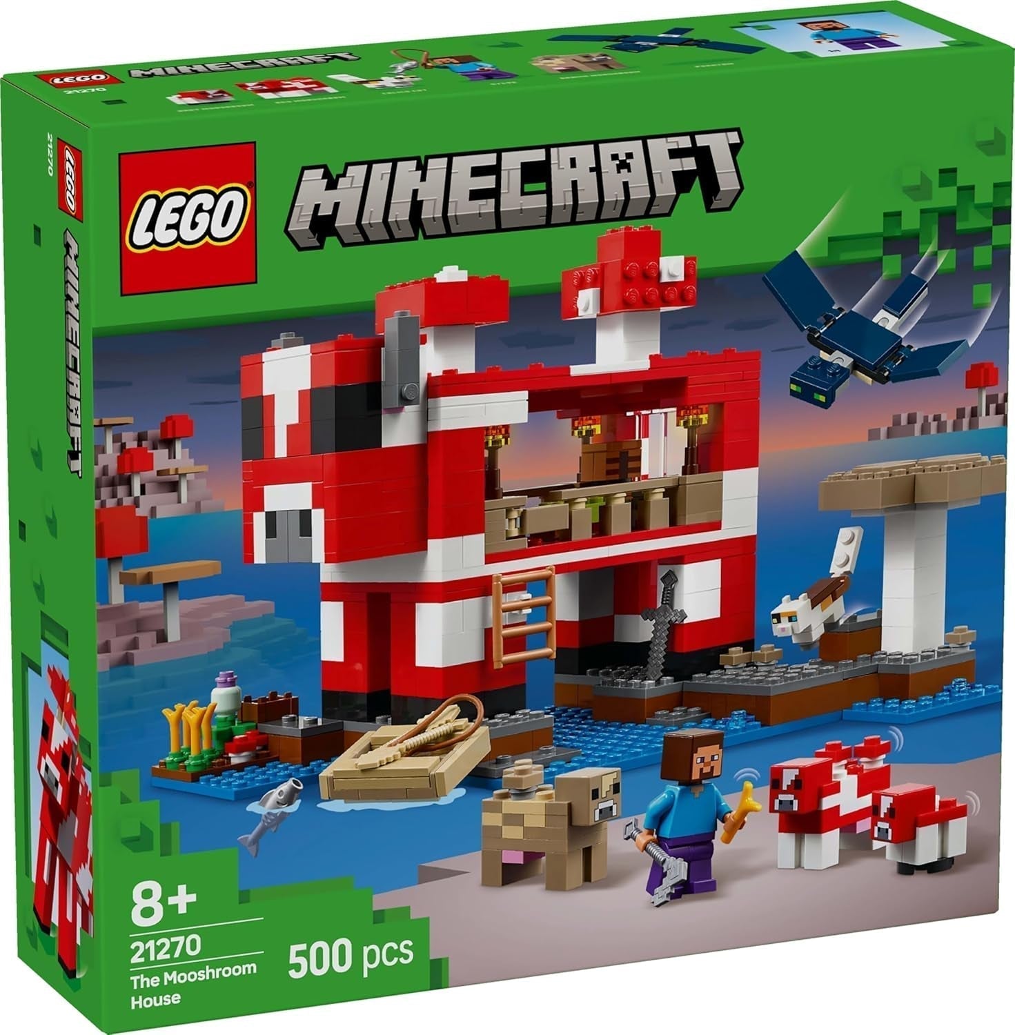 LEGO Minecraft The Mushroom Cow House Videogame Bouwspeelgoed Mushroom Land-model met minifiguren Steve en andere personages Speelset voor jongens en meisjes vanaf 8 jaar 21270 Bouwsets Beuche bij LEGO-Store